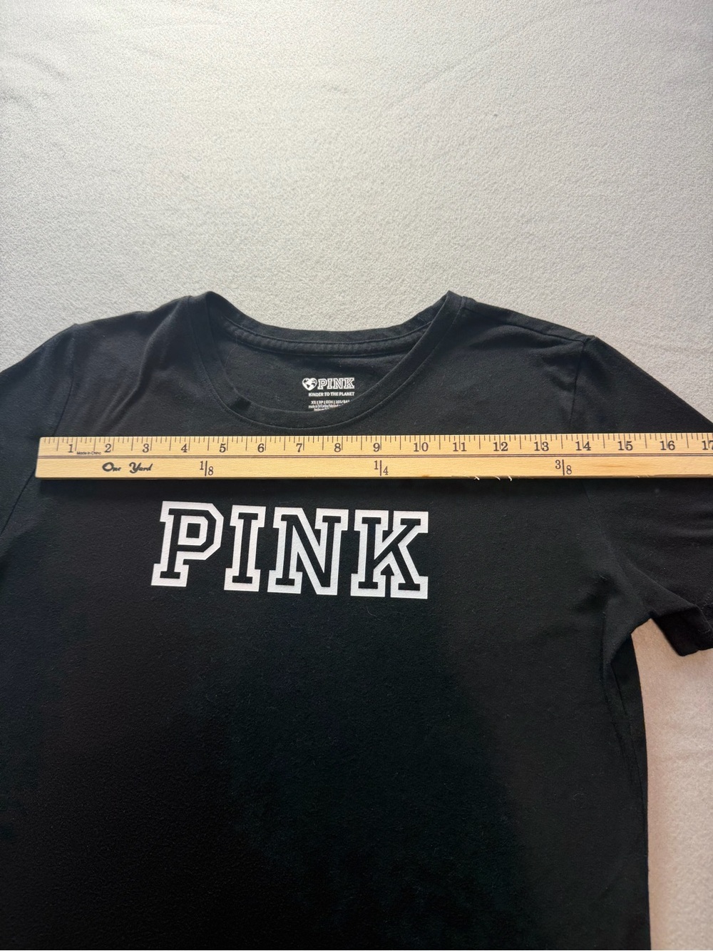 Victoria’s Secret PINK Black Varsity Logo Tee XS - Picture 5 of 8